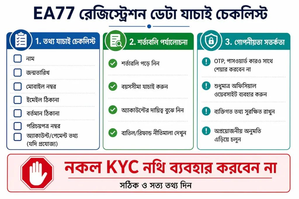 EA77 অ্যাকাউন্ট তথ্য যাচাই